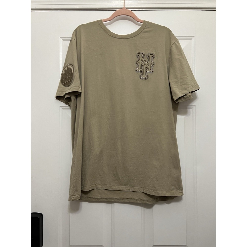 New York Mets NY Mens XL Pro Standard MLB Tan T-Shirt Top Embroidered